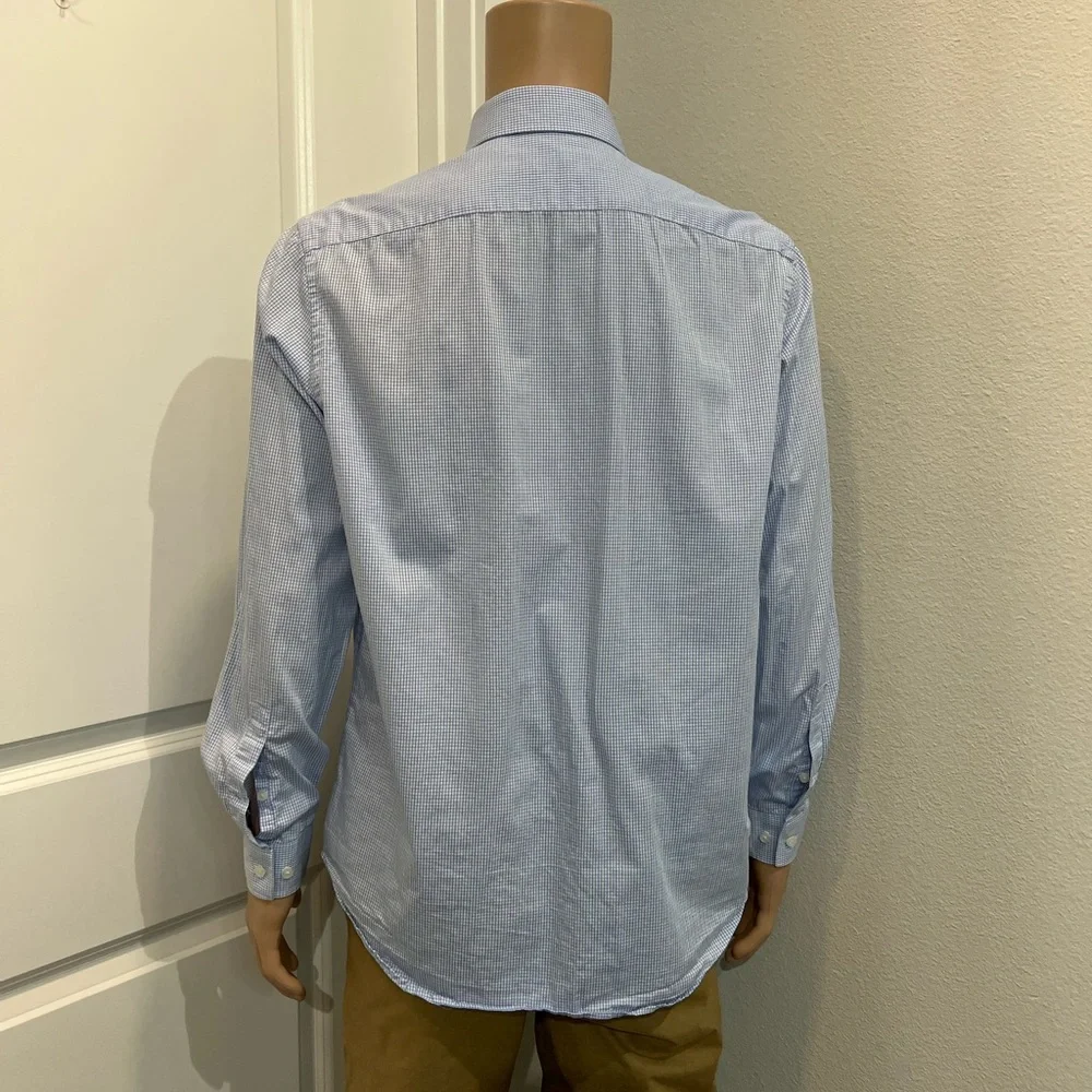 Michael Kors Slim Fit Dress Shirt, Tight Blue Check Pattern, 17-34/35 - Picture 2 of 9